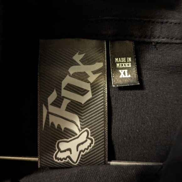 SOLD  RARE men's XL Fox brand early Y2K thick jersey material hood n pocket - Picture 2 of 2